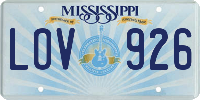 MS license plate LOV926