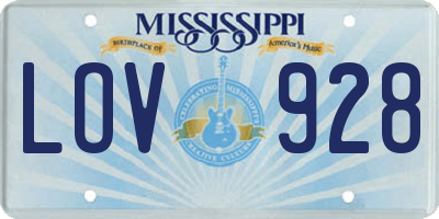 MS license plate LOV928
