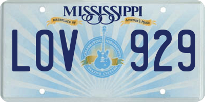 MS license plate LOV929