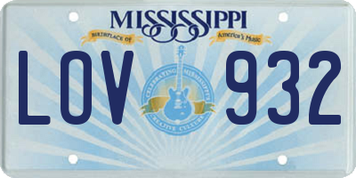 MS license plate LOV932