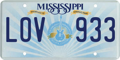 MS license plate LOV933