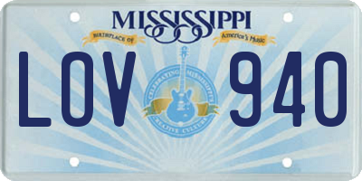 MS license plate LOV940
