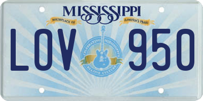 MS license plate LOV950