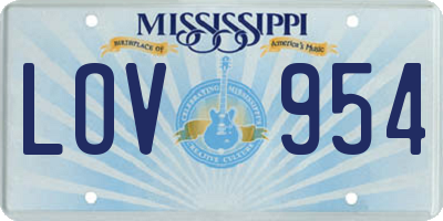 MS license plate LOV954
