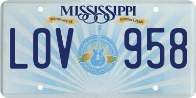 MS license plate LOV958