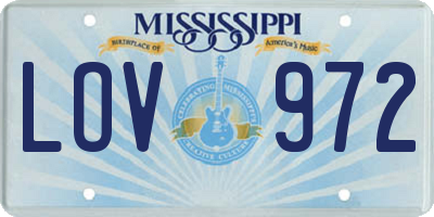 MS license plate LOV972