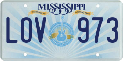 MS license plate LOV973