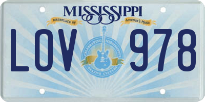MS license plate LOV978