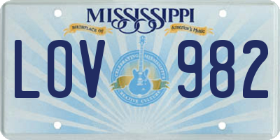 MS license plate LOV982
