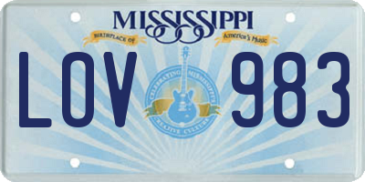 MS license plate LOV983