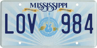 MS license plate LOV984