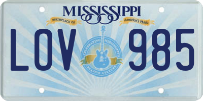 MS license plate LOV985