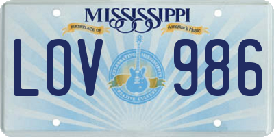 MS license plate LOV986