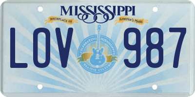 MS license plate LOV987