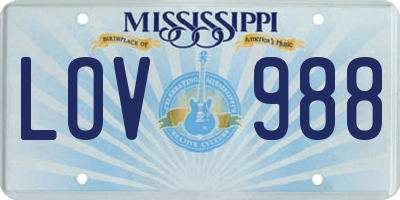 MS license plate LOV988
