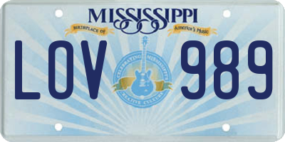 MS license plate LOV989