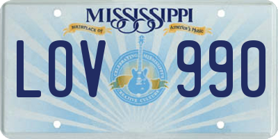 MS license plate LOV990