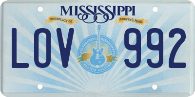 MS license plate LOV992