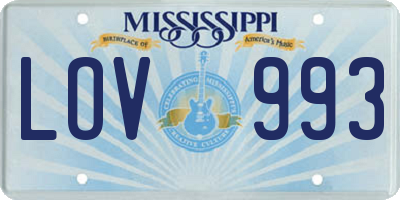 MS license plate LOV993