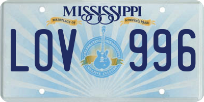MS license plate LOV996