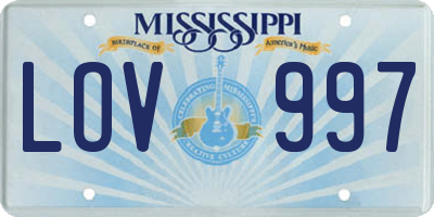 MS license plate LOV997