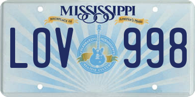 MS license plate LOV998