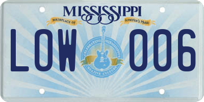 MS license plate LOW006