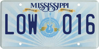 MS license plate LOW016