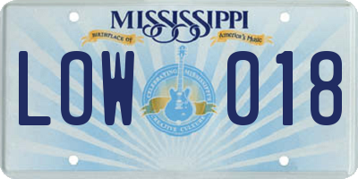 MS license plate LOW018