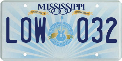 MS license plate LOW032