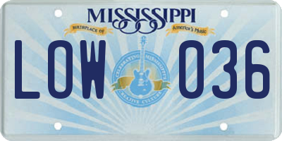 MS license plate LOW036