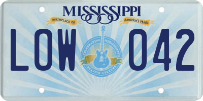 MS license plate LOW042