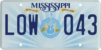 MS license plate LOW043
