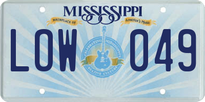 MS license plate LOW049