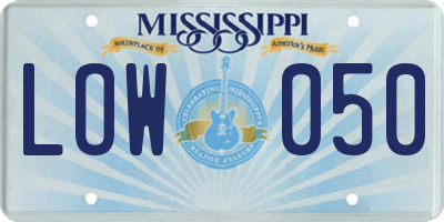 MS license plate LOW050