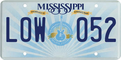MS license plate LOW052