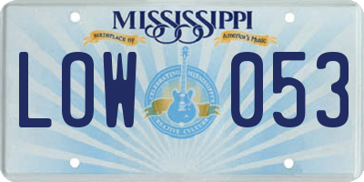 MS license plate LOW053