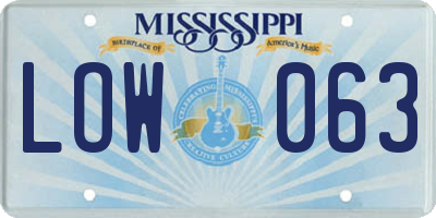 MS license plate LOW063
