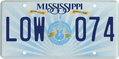 MS license plate LOW074