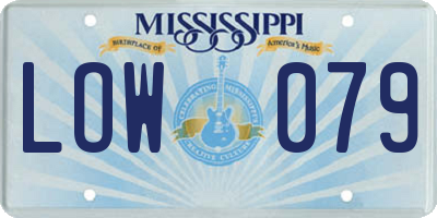 MS license plate LOW079