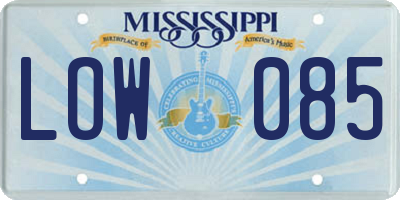 MS license plate LOW085