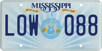MS license plate LOW088