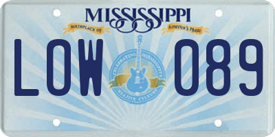 MS license plate LOW089