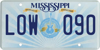 MS license plate LOW090