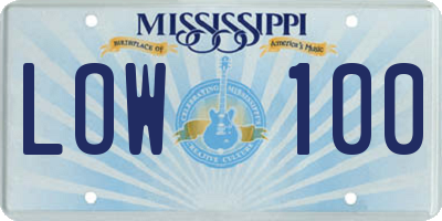 MS license plate LOW100