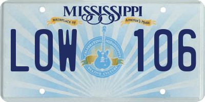 MS license plate LOW106
