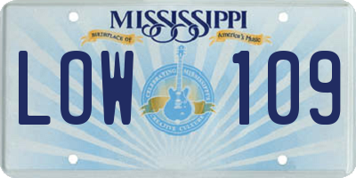 MS license plate LOW109