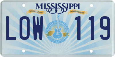 MS license plate LOW119
