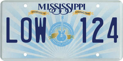 MS license plate LOW124