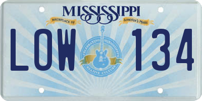 MS license plate LOW134